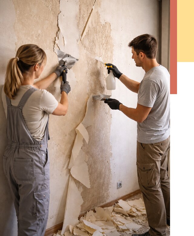 Снятие старых обоев в Сафоново от 5380 руб. под ключ недорого | ОТДЕЛОЧНИК-Сфн