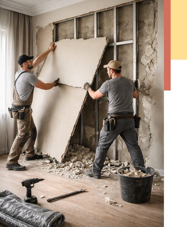 Демонтаж гипсокартона со стен в Сафоново от 359 руб. — услуги демонтажа | ОТДЕЛОЧНИК-Сфн