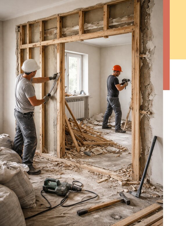 Демонтаж деревянных перегородок в Сафоново от 3279 руб. — быстро и недорого | ОТДЕЛОЧНИК-Сфн