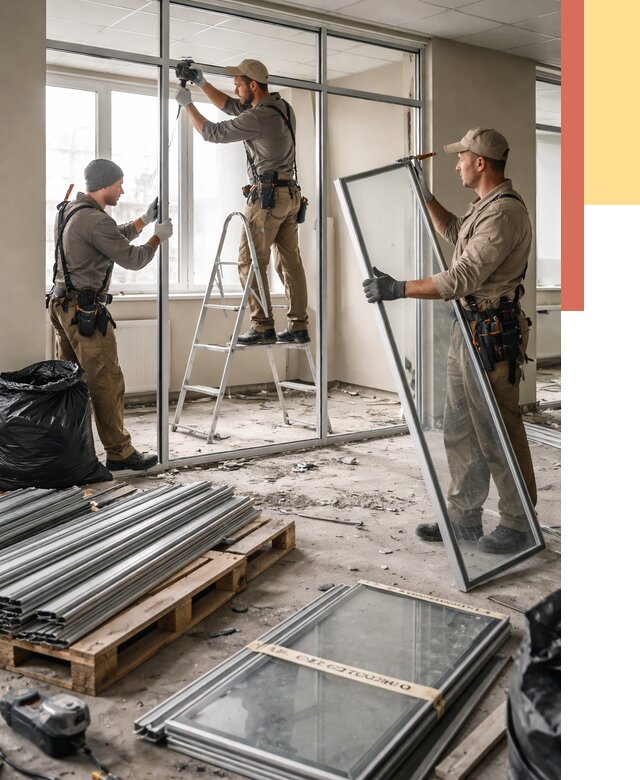 Демонтаж алюминиевых перегородок в Сафоново от 4304 руб. — быстро и недорого | ОТДЕЛОЧНИК-Сфн