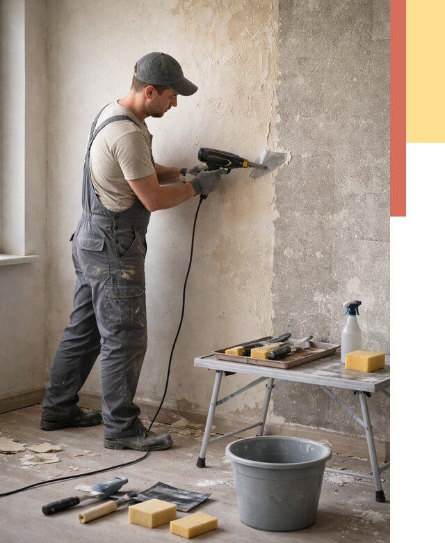 Очистка стен от клея в Сафоново от 1896 руб. — снятие и удаление клея со стен | ОТДЕЛОЧНИК-Сфн