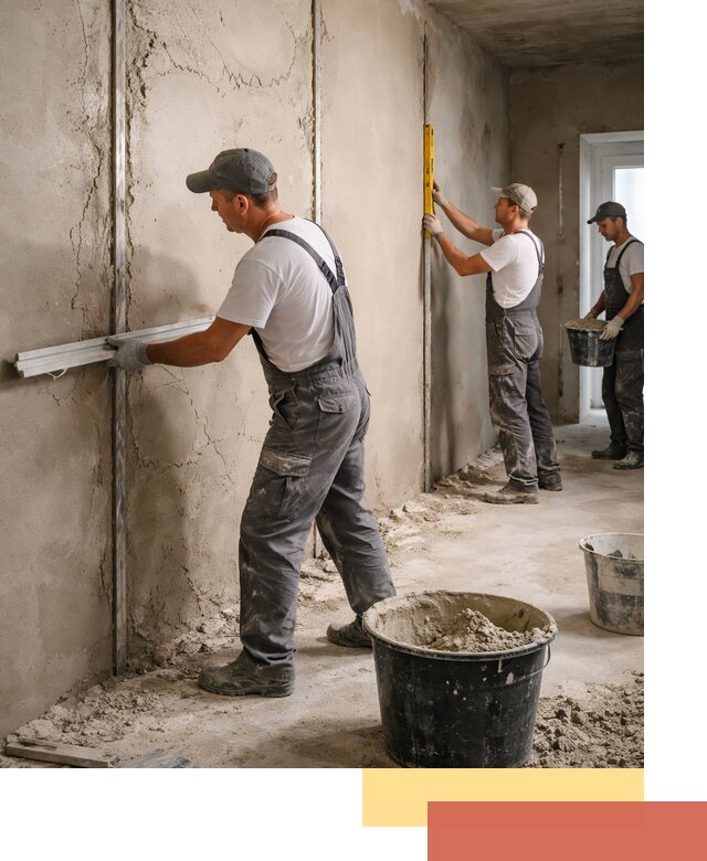 Штукатурка стен по маякам в Сафоново — точная и ровная поверхность