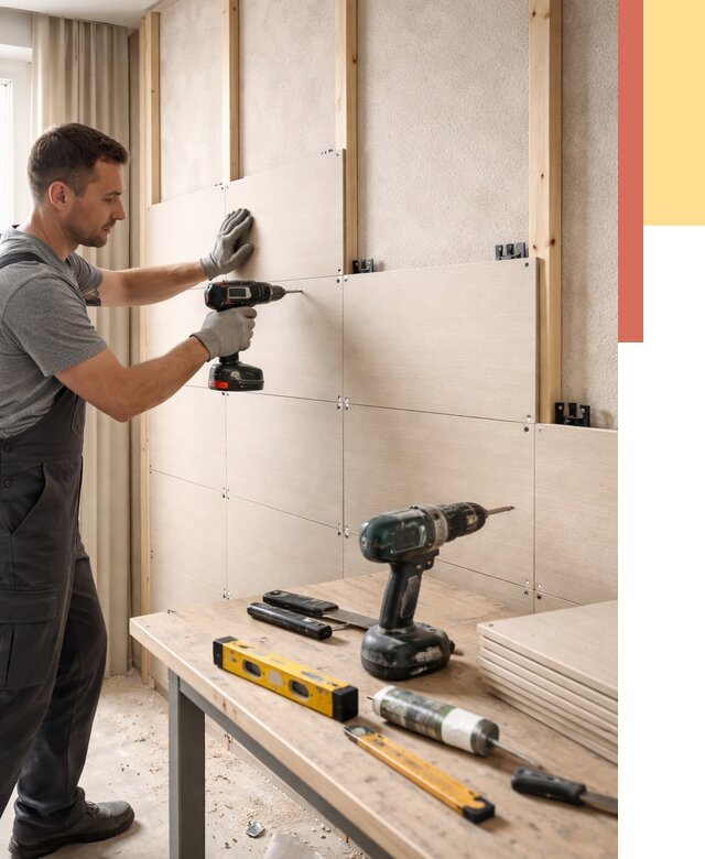 Монтаж МДФ панелей на стены в Сафоново от 1281 руб. под ключ | ОТДЕЛОЧНИК-Сфн