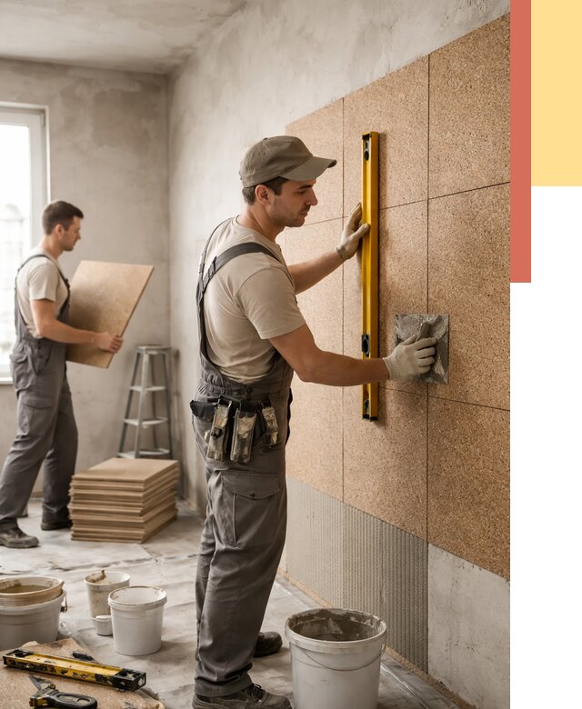 Монтаж пробковых панелей на стены в Сафоново от 3587 руб. — ОТДЕЛОЧНИК-Сфн