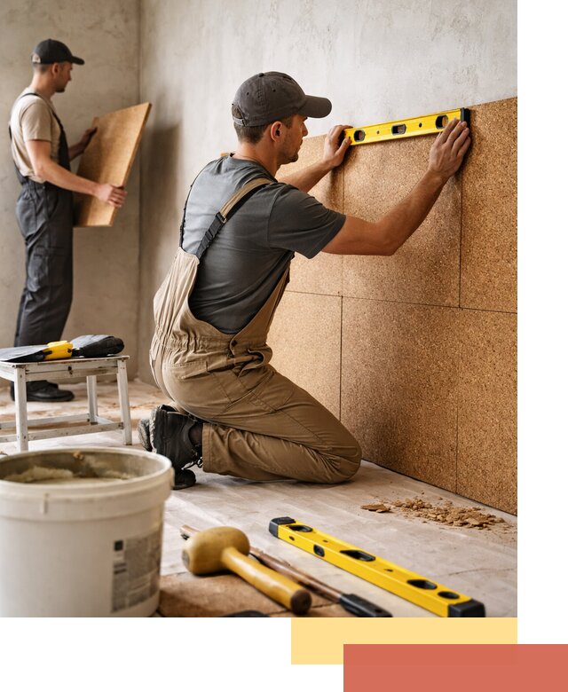 Монтаж пробковых панелей на стены в Сафоново быстро и качественно