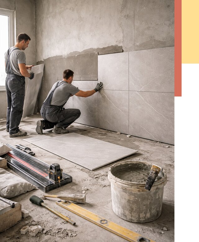 Облицовка стен керамогранитом в Сафоново от 4304 руб./м² — услуги под ключ | ОТДЕЛОЧНИК-Сфн