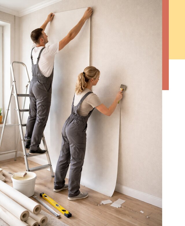 Поклейка флизелиновых обоев в Сафоново от 6149 руб. | Быстро и недорого — ОТДЕЛОЧНИК-Сфн