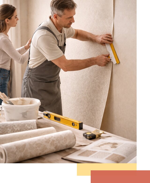 Поклейка обоев с подбором рисунка в Сафоново