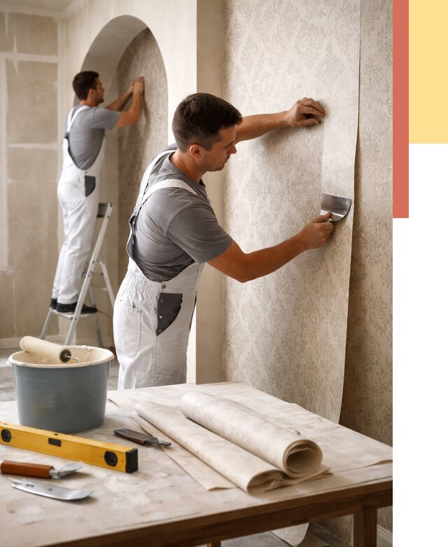 Поклейка обоев на сложные стены в Сафоново от 2869 руб. под ключ | ОТДЕЛОЧНИК-Сфн