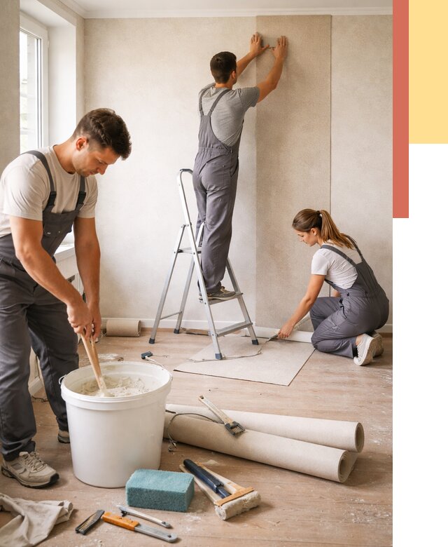 Оклейка стен обоями в Сафоново от 3587 руб/м2 — быстро и недорого | ОТДЕЛОЧНИК-Сфн