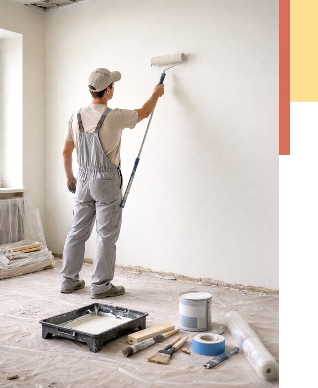 Покраска стен водоэмульсионной краской в Сафоново от 461 руб. за м² | ОТДЕЛОЧНИК-Сфн