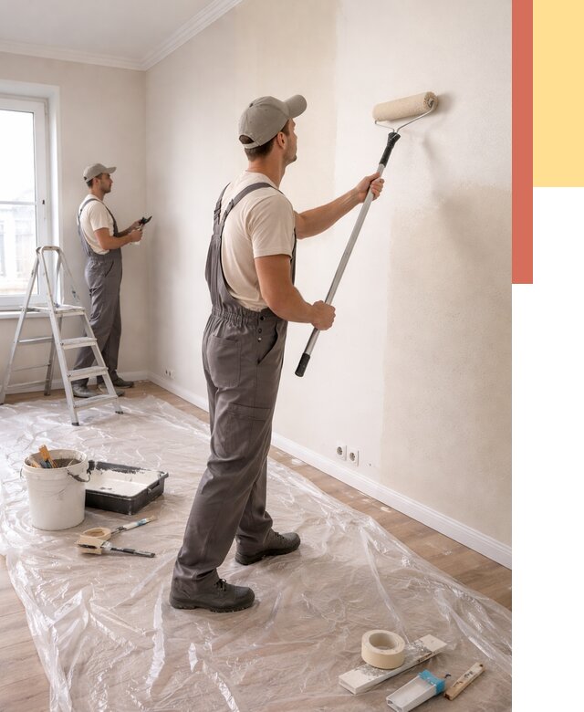 Покраска стен акриловой краской в Сафоново от 3587 руб./м² — быстро и недорого | ОТДЕЛОЧНИК-Сфн