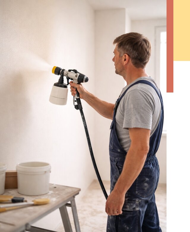 Покраска стен краскопультом в Сафоново от 7686 руб. — механизированная покраска | ОТДЕЛОЧНИК-Сфн