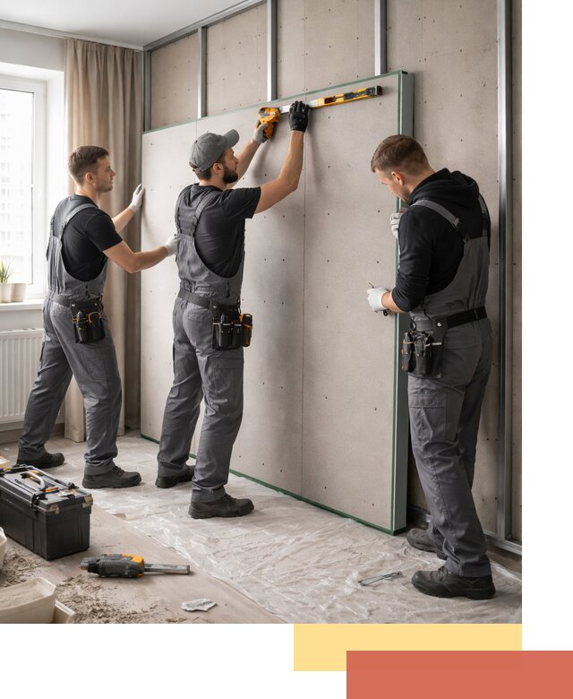 Шумоизоляция стен панелями ЗИПС в Сафоново для жилых и коммерческих помещений