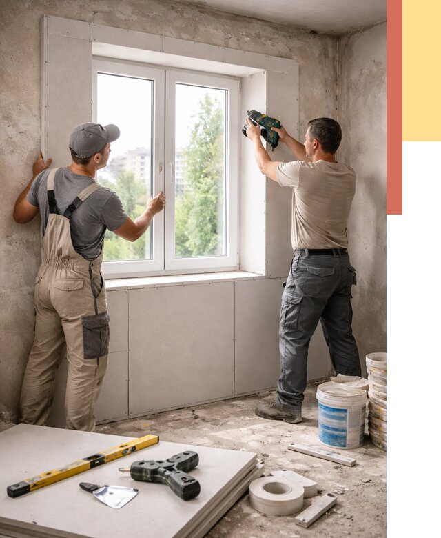 Монтаж откосов из гипсокартона в Сафоново от 4612 руб. под ключ | ОТДЕЛОЧНИК-Сфн