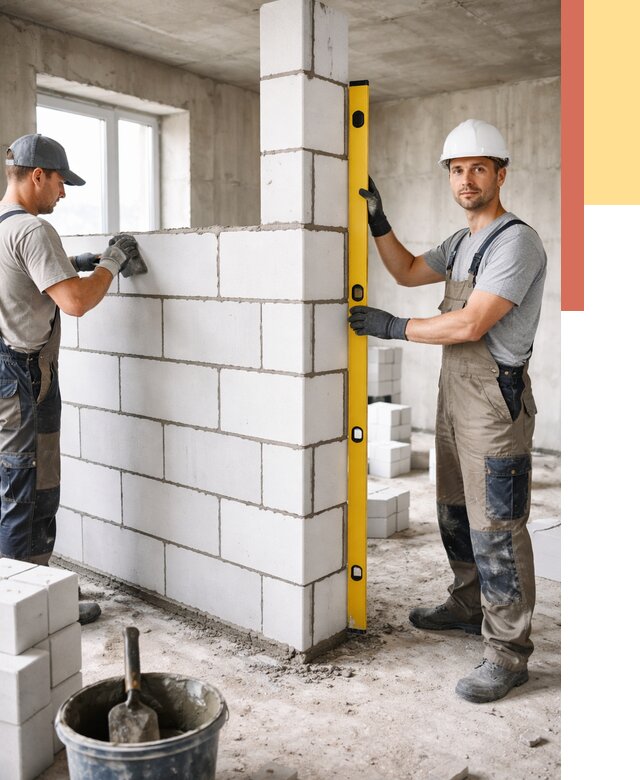 Кладка перегородок из пеноблока в Сафоново от 1845 руб. под ключ | ОТДЕЛОЧНИК-Сфн