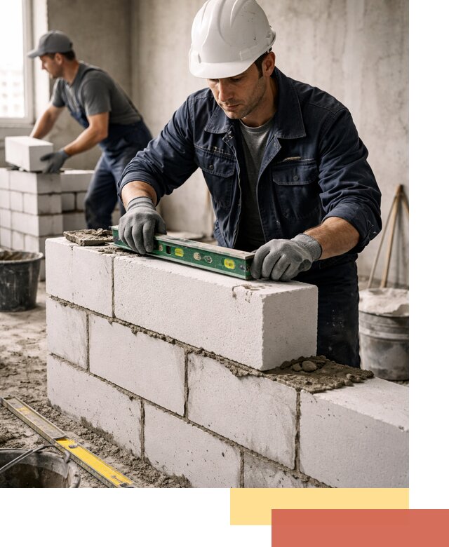 Кладка перегородок из пеноблока под ключ в Сафоново