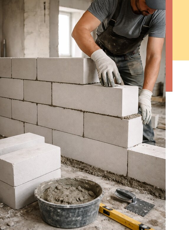 Кладка перегородок из силикатного блока в Сафоново от 4099 руб. под ключ | ОТДЕЛОЧНИК-Сфн