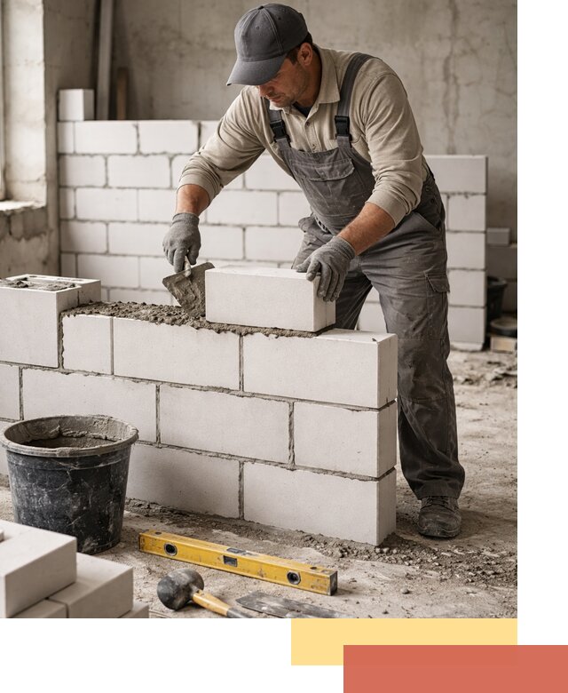 Кладка перегородок из силикатного блока в Сафоново