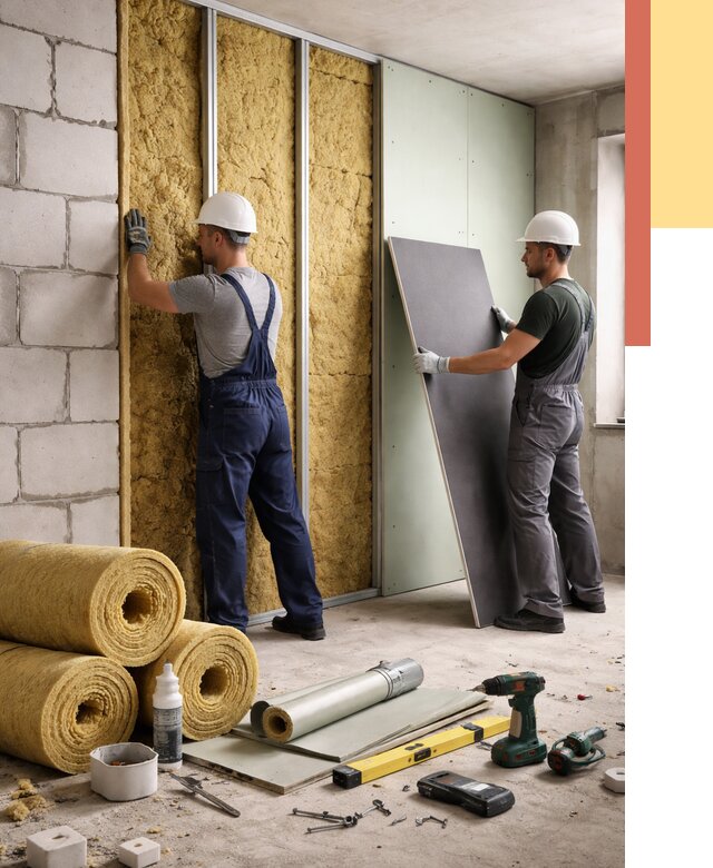 Шумоизоляция перегородок из блоков в Сафоново от 1896 руб./м² — быстро и недорого | ОТДЕЛОЧНИК-Сфн