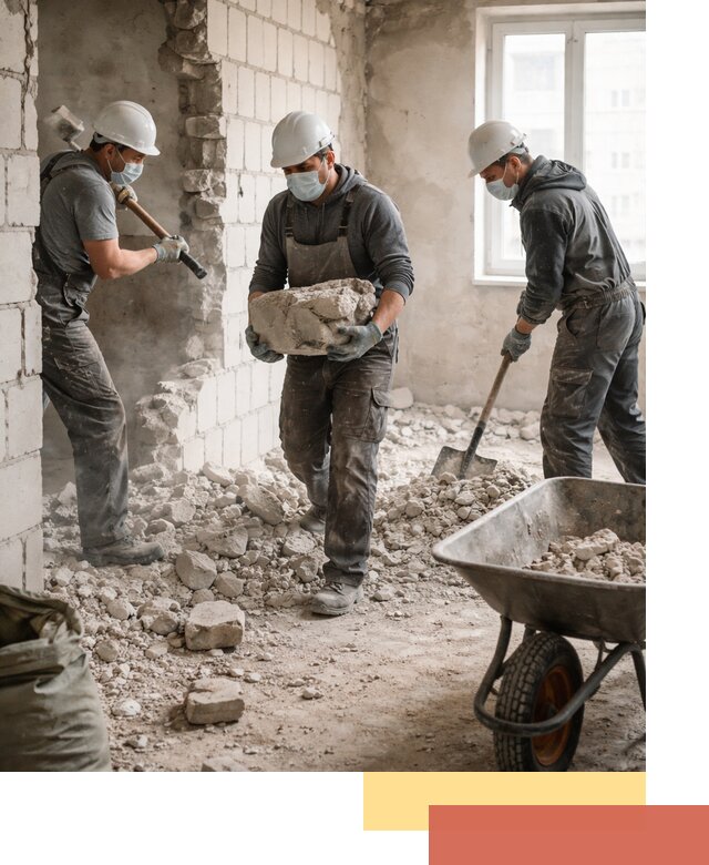 Демонтаж блочных перегородок в Сафоново быстро и аккуратно