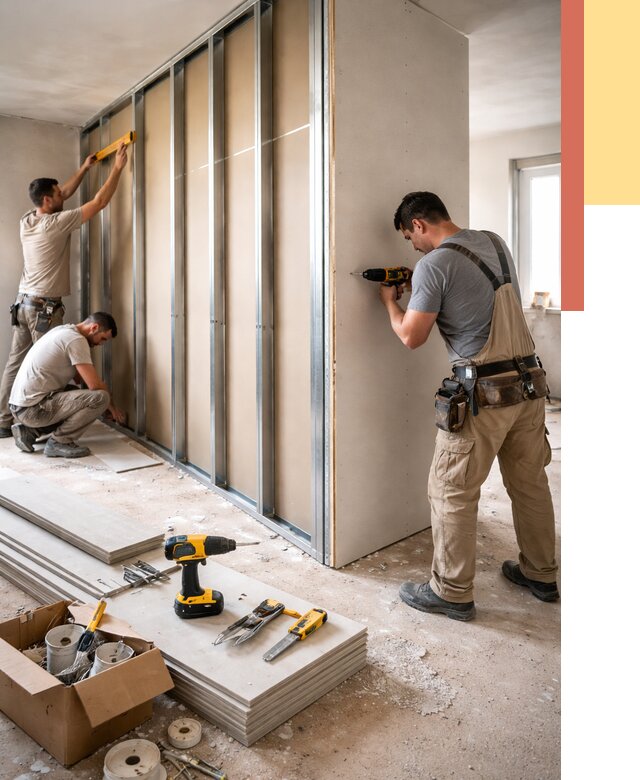 Монтаж однослойной перегородки из гипсокартона в Сафоново от 666 руб. | ОТДЕЛОЧНИК-Сфн