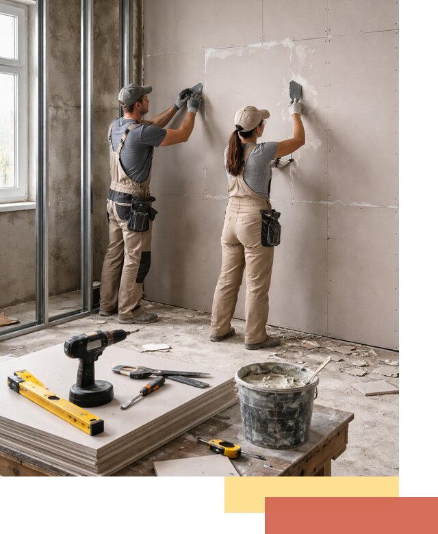 Монтаж двухслойной перегородки из гипсокартона в Сафоново