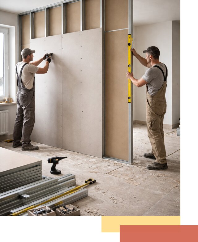 Зонирующая перегородка из гипсокартона под ключ в Сафоново