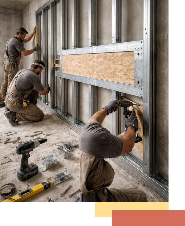 Усиленная перегородка для крепления тяжёлых конструкций в Сафоново