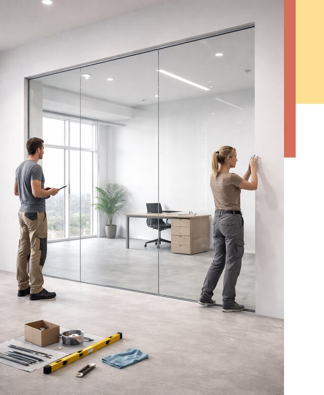 Перегородки из закаленного стекла в Сафоново от 9736 руб. под ключ | ОТДЕЛОЧНИК-Сфн