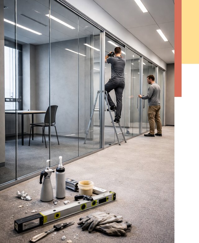 Стеклянные офисные перегородки в Сафоново от 8711 руб. — монтаж и установка | ОТДЕЛОЧНИК-Сфн