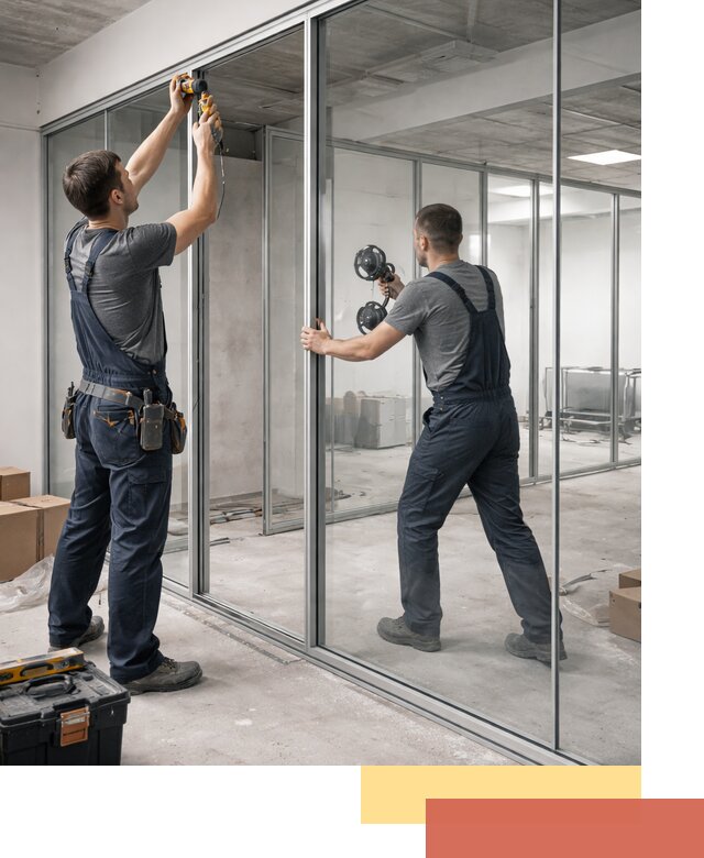 Алюминиевые перегородки со стеклом в Сафоново — изготовление и монтаж