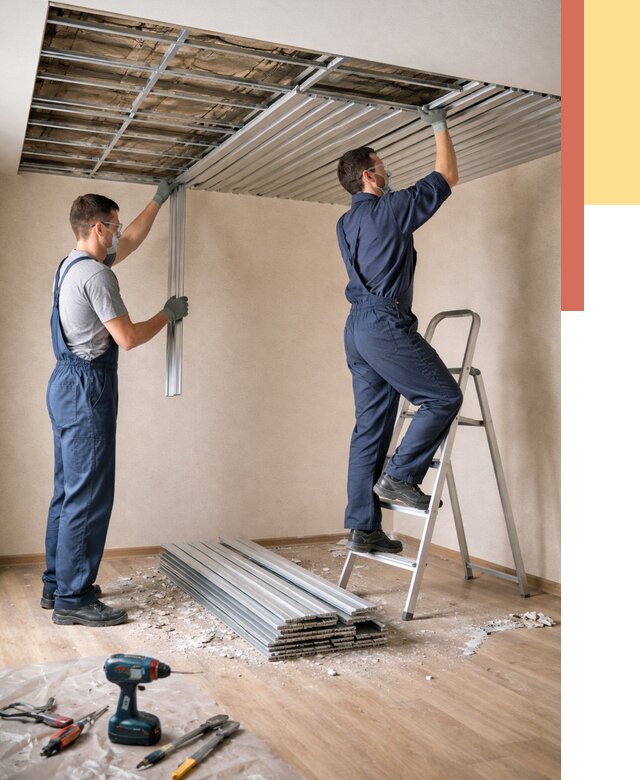 Демонтаж реечного потолка в Сафоново от 4612 руб. быстро и недорого | ОТДЕЛОЧНИК-Сфн