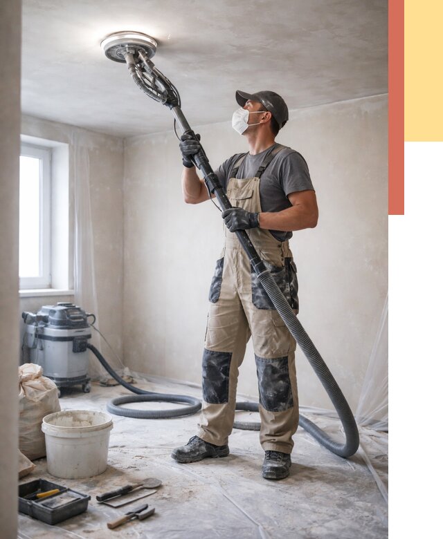 Шлифовка потолка в Сафоново от 3587 руб. — услуги шлифования потолка | ОТДЕЛОЧНИК-Сфн