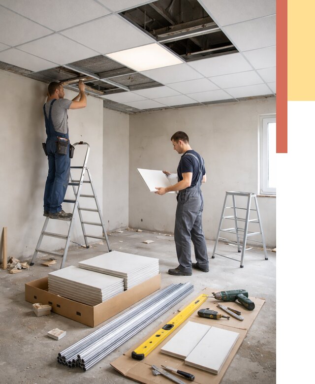 Монтаж потолка армстронг в Сафоново от 4612 руб/м2 — быстрая установка под ключ | ОТДЕЛОЧНИК-Сфн