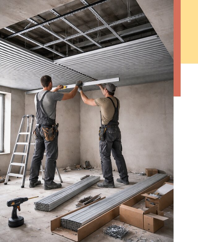 Монтаж реечного потолка в Сафоново от 4612 руб. под ключ | ОТДЕЛОЧНИК-Сфн