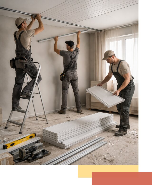 Монтаж потолка из ПВХ панелей в Сафоново оперативно и качественно