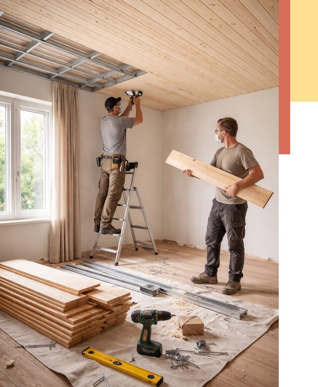 Монтаж потолка из вагонки в Сафоново от 6661 руб. | Быстро и недорого — ОТДЕЛОЧНИК-Сфн