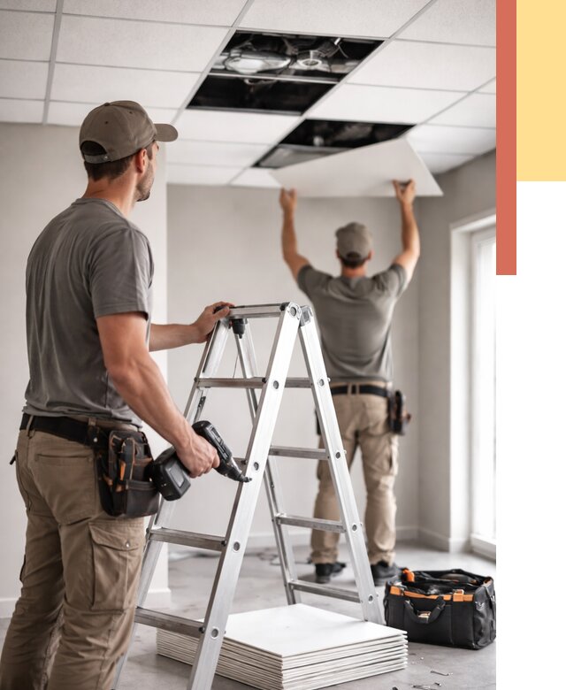 Обслуживание подвесного потолка в Сафоново от 3587 руб. — быстро и недорого | ОТДЕЛОЧНИК-Сфн