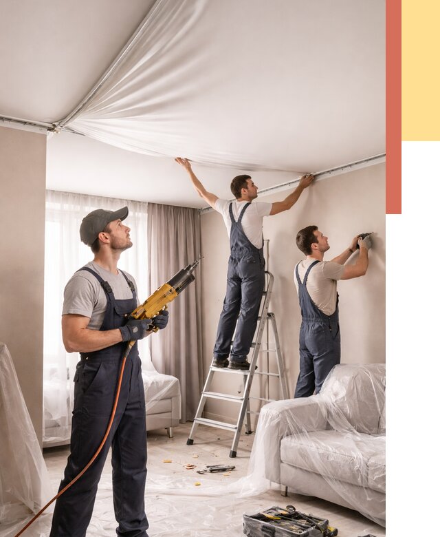 Установка натяжного потолка в Сафоново от 4612 руб. | Быстро и недорого — ОТДЕЛОЧНИК-Сфн