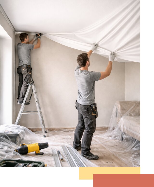 Монтаж тканевого натяжного потолка в Сафоново недорого и быстро