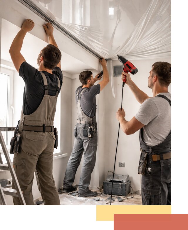 Монтаж глянцевого натяжного потолка в Сафоново быстро и качественно