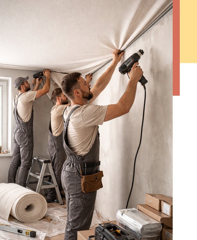 Монтаж фактурного натяжного потолка в Сафоново от 769 руб. — ОТДЕЛОЧНИК-Сфн