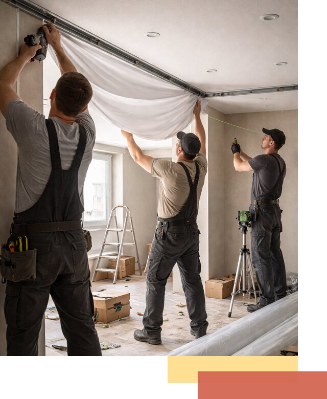 Монтаж парящего натяжного потолка под ключ в Сафоново