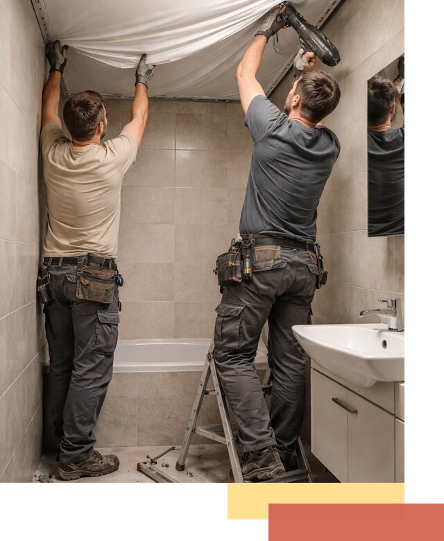 Монтаж натяжного потолка в ванной в Сафоново быстро и качественно