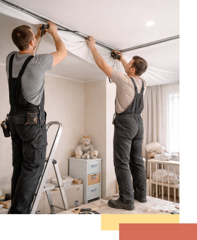 Монтаж натяжного потолка в детской комнате в Сафоново