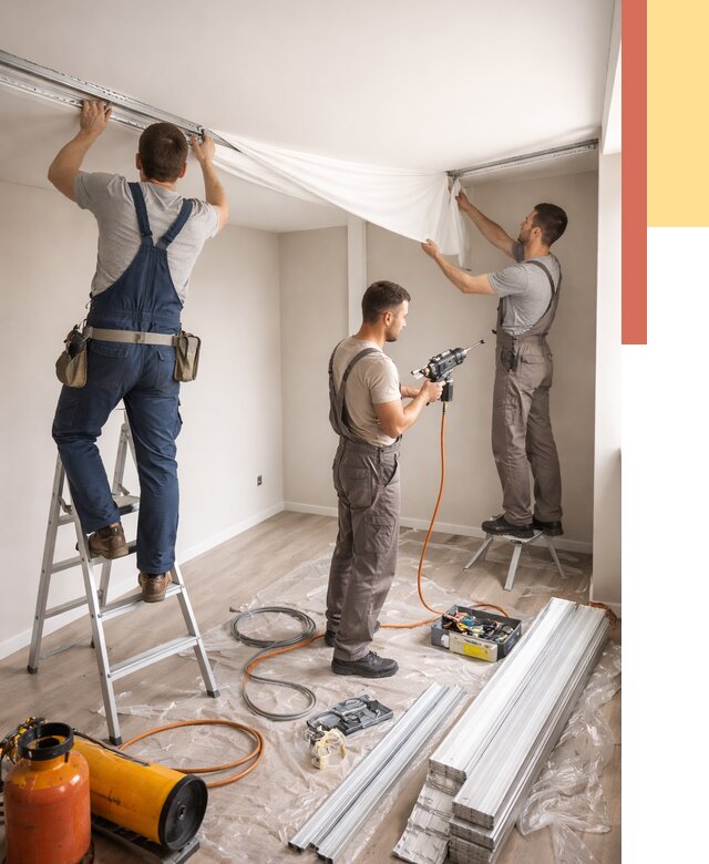 Монтаж натяжного потолка в студии в Сафоново от 5636 руб. — быстро и недорого | ОТДЕЛОЧНИК-Сфн