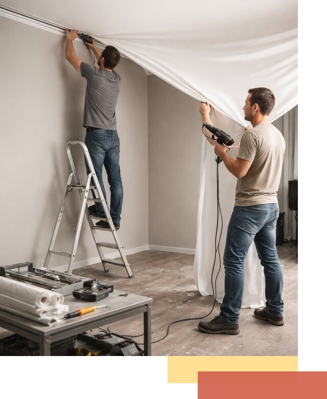 Монтаж натяжного потолка в студии в Сафоново