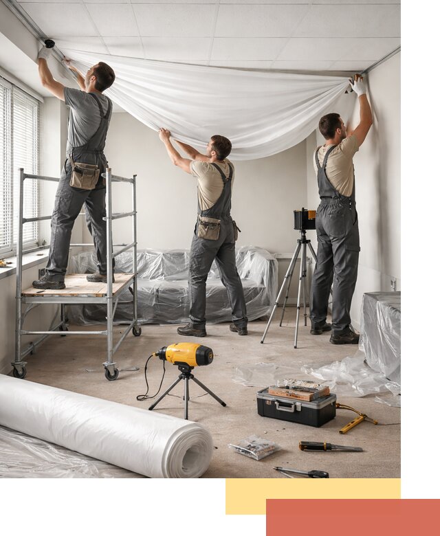 Монтаж натяжного потолка в офисе в Сафоново