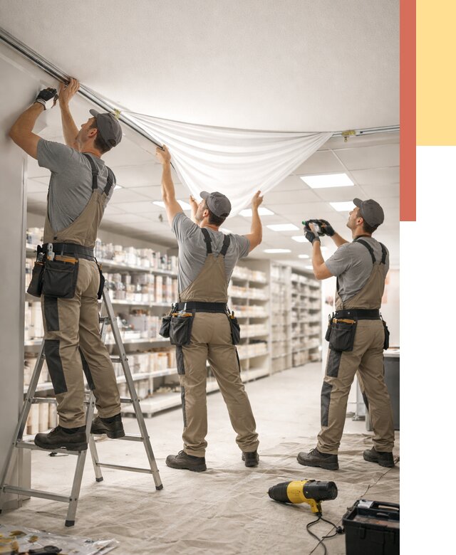 Монтаж натяжного потолка в магазине в Сафоново от 4612 руб. быстро и недорого | ОТДЕЛОЧНИК-Сфн